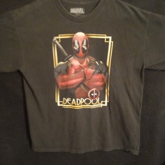 UNIVERSAL STUIDIOS MARVEL DEAD POOL BLACK T SHIRT SZ - Picture 1 of 7